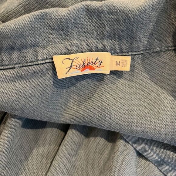 Faherty Arlie Short Romper Tencel Linen Blend Soft Blue Button Front Size Medium - Picture 7 of 14